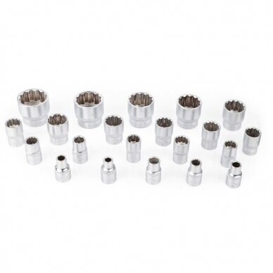 1/2" Galvučių rinkinys 21vnt. 12-kampės 8-36mm 3 1/2" Galvučių rinkinys 21vnt. 12-kampės 8-36mm 3