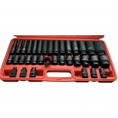 1/2" Galvučių smūginių rinkinys 8-32mm 35vnt. 1 1/2" Galvučių smūginių rinkinys 8-32mm 35vnt. 1