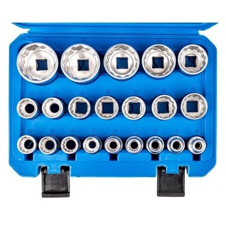 1/2" Galvučių rinkinys 21vnt. 12-kampės 8-36mm 2 1/2" Galvučių rinkinys 21vnt. 12-kampės 8-36mm 2