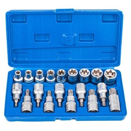 1/2" Galvučių rinkinys E+Torx 19vnt. 2