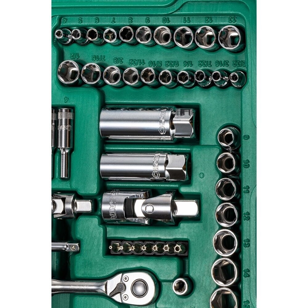 1/4" + 3/8" + 1/2" Galvučių ir raktų rinkinys 150vnt. 5 1/4" + 3/8" + 1/2" Galvučių ir raktų rinkinys 150vnt. 5