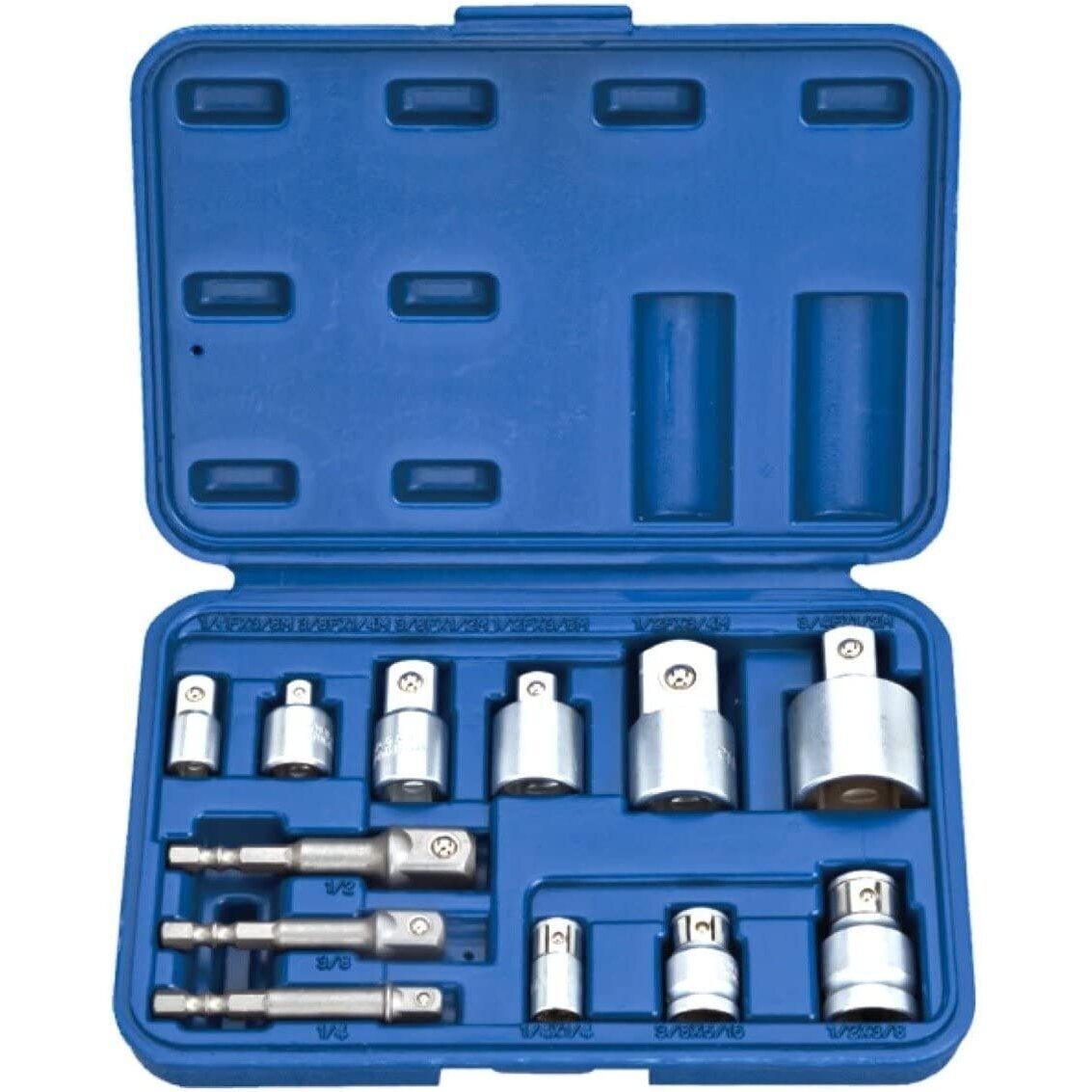 1/4" + 3/8" + 1/2" + 3/4" Adapterių rinkinys 12vnt. 1/4" + 3/8" + 1/2" + 3/4" Adapterių rinkinys 12vnt.