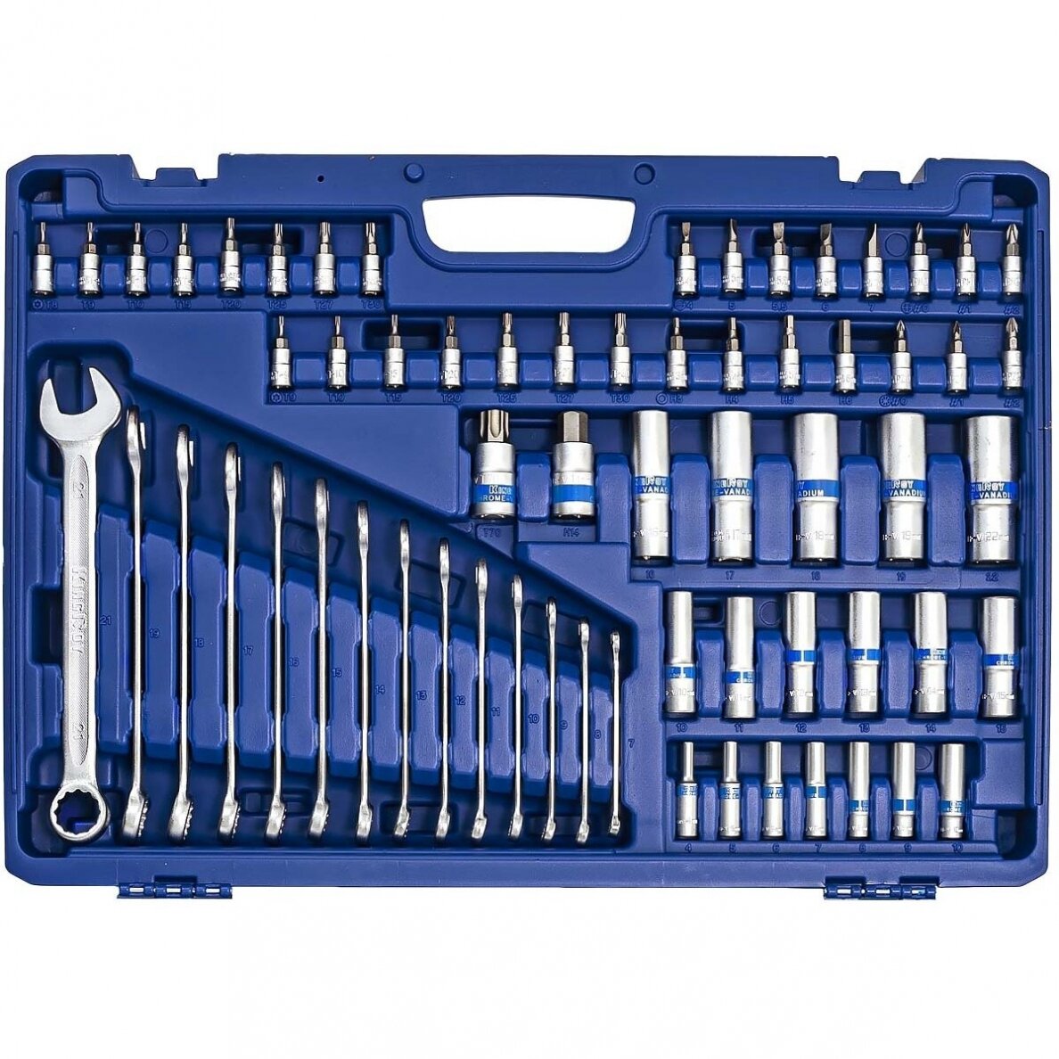 1/4" + 3/8" + 1/2" Galvučių ir raktų rinkinys 218vnt. 4