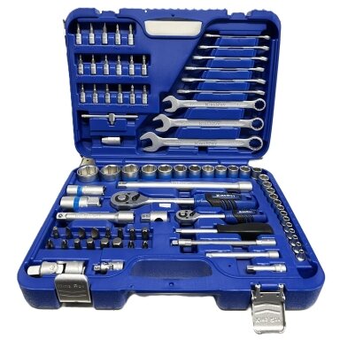1/4" + 1/2" Galvučių ir raktų rinkinys 82vnt. 1/4" + 1/2" Galvučių ir raktų rinkinys 82vnt.