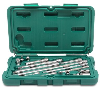 1/4''+3/8'' Adapterių ir priedų rinkinys 16vnt. 1/4''+3/8'' Adapterių ir priedų rinkinys 16vnt.