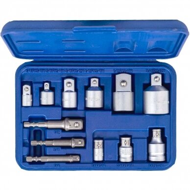 1/4" + 3/8" + 1/2" + 3/4" Adapterių rinkinys 12vnt. 2 1/4" + 3/8" + 1/2" + 3/4" Adapterių rinkinys 12vnt. 2