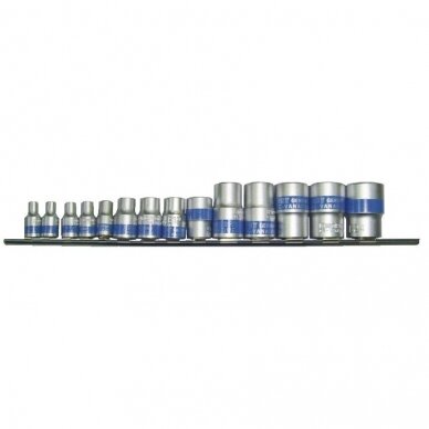 1/4" + 3/8" + 1/2" E - Galvučių rinkinys 14vnt. 1/4" + 3/8" + 1/2" E - Galvučių rinkinys 14vnt.
