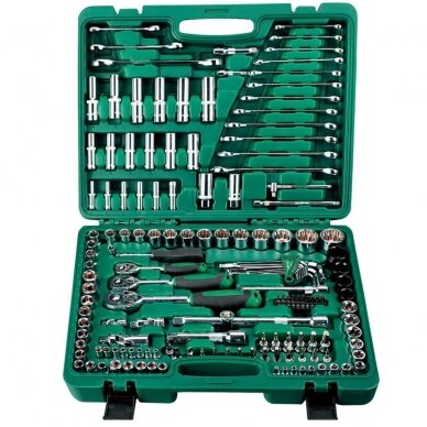 1/4'' + 3/8'' + 1/2' Galvučių ir raktų rinkinys 150vnt. 1/4'' + 3/8'' + 1/2' Galvučių ir raktų rinkinys 150vnt.