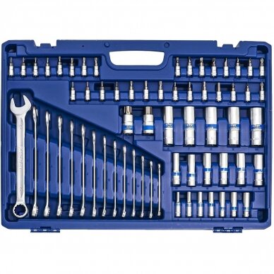 1/4" + 3/8" + 1/2" Galvučių ir raktų rinkinys 218vnt. 4