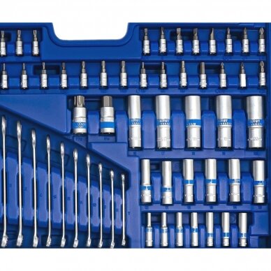 1/4" + 3/8" + 1/2" Galvučių ir raktų rinkinys 218vnt. 8