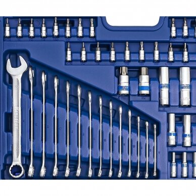 1/4" + 3/8" + 1/2" Galvučių ir raktų rinkinys 218vnt. 9