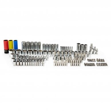 1/4'' + 3/8'' + 1/2'' Galvučių su antgaliais rinkinys 180vnt. 6-kampės 2 1/4'' + 3/8'' + 1/2'' Galvučių su antgaliais rinkinys 180vnt. 6-kampės 2