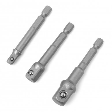 1/4"+3/8"+1/2" Adapterių suktuvui rinkinys 3vnt. 1/4"+3/8"+1/2" Adapterių suktuvui rinkinys 3vnt.