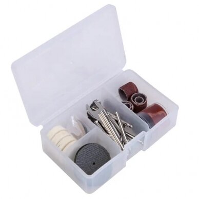 Akumuliatorinis mini tiesinis šlifuoklis su priedais 20V LI-ION 8 Akumuliatorinis mini tiesinis šlifuoklis su priedais 20V LI-ION 8
