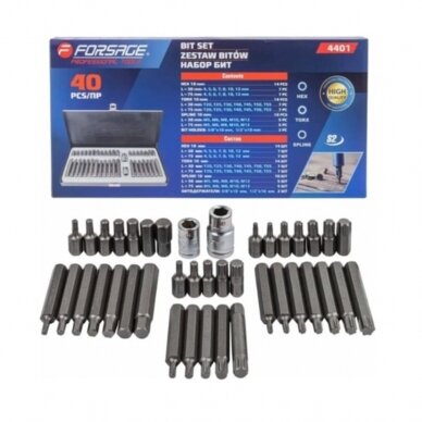 Antgalių rinkinys TORX. HEX. SPLINE 40vnt. (S2) Antgalių rinkinys TORX. HEX. SPLINE 40vnt. (S2)