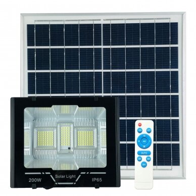 Autonominis šviestuvas su saulės baterija ir šviesos jutikliu 200W Autonominis šviestuvas su saulės baterija ir šviesos jutikliu 200W