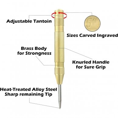 Centro žymeklis automatinis (metaline rankena) 3x125mm 1 Centro žymeklis automatinis (metaline rankena) 3x125mm 1