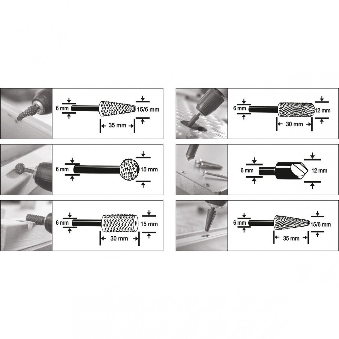 Frezų medžiui ir metalui rinkinys (6vnt) 1 Frezų medžiui ir metalui rinkinys (6vnt) 1