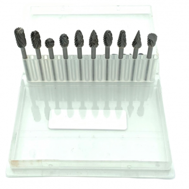 Frezų kietmetalio rinkinys Ø6x3mm 10vnt. 1 Frezų kietmetalio rinkinys Ø6x3mm 10vnt. 1