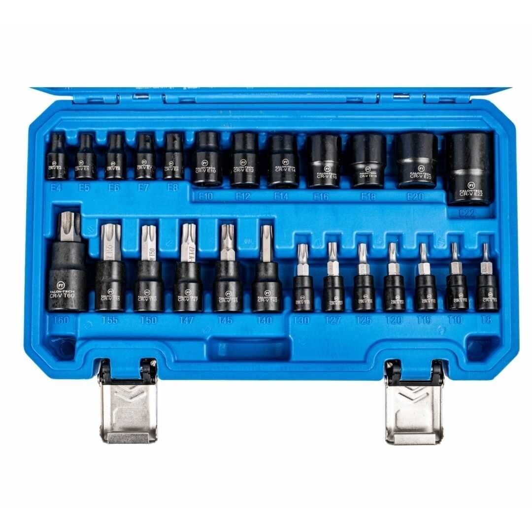 Galvučių rinkinys e-torx 1/4" 3/8" 1/2" 25vnt. 2