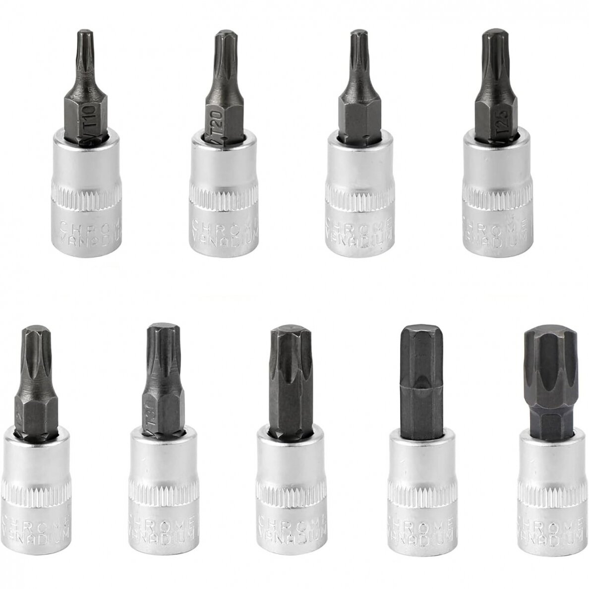 Galvučių su antgaliu rinkinys 1/4" (T-10-T-60)(torx) 9vnt. 2