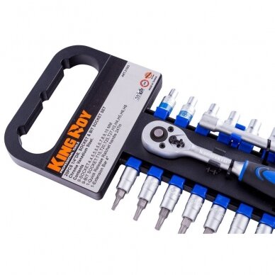 Galvučių ir galvučių su antgaliais TORX. HEX rinkinys 1/4" (20vnt) 2 Galvučių ir galvučių su antgaliais TORX. HEX rinkinys 1/4" (20vnt) 2