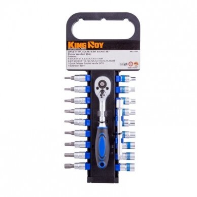 Galvučių ir galvučių su antgaliais TORX. HEX rinkinys 1/4" (20vnt) Galvučių ir galvučių su antgaliais TORX. HEX rinkinys 1/4" (20vnt)