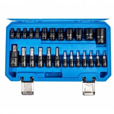 Galvučių rinkinys e-torx 1/4" 3/8" 1/2" 25vnt. 2