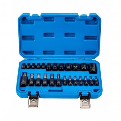 Galvučių rinkinys e-torx 1/4" 3/8" 1/2" 25vnt. 1 Galvučių rinkinys e-torx 1/4" 3/8" 1/2" 25vnt. 1