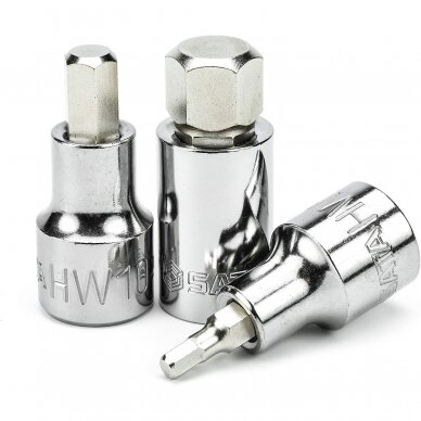 Galvučių su antgaliais rinkinys 1/2" (HEX)(9vnt) 3 Galvučių su antgaliais rinkinys 1/2" (HEX)(9vnt) 3