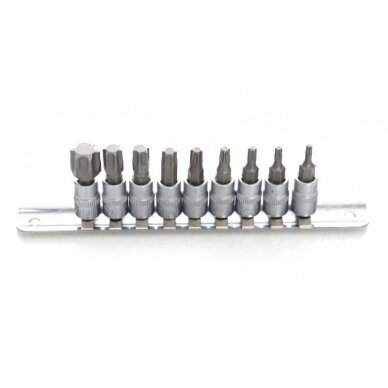 Galvučių su antgaliu rinkinys 1/4" (torx)(9vnt) 3