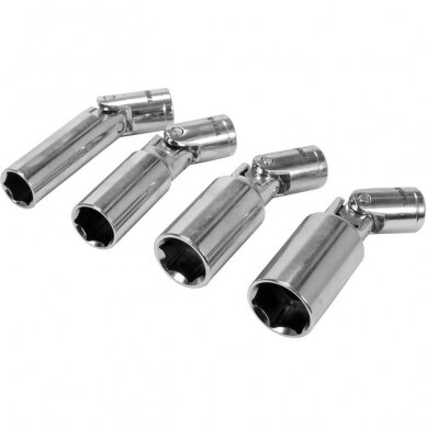 Galvučių žvakėms su šarnyru rinkinys 3/8" (4vnt.) Galvučių žvakėms su šarnyru rinkinys 3/8" (4vnt.)