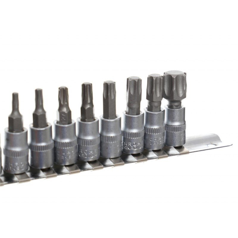 Galvučių su antgaliu rinkinys 1/4" (torx)(9vnt) 2