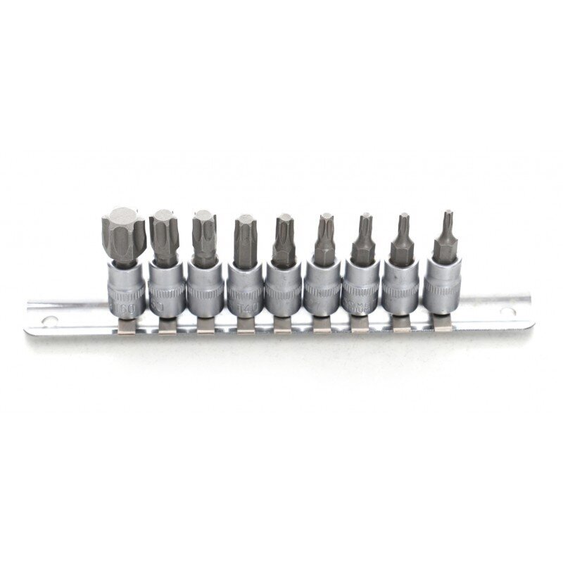 Galvučių su antgaliu rinkinys 1/4" (torx)(9vnt) 3