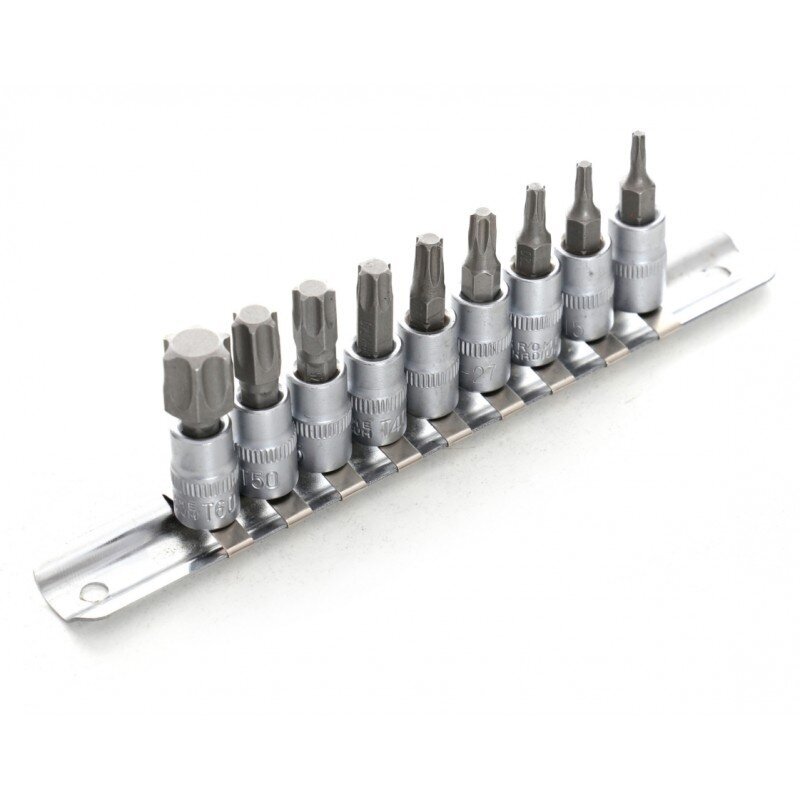 Galvučių su antgaliu rinkinys 1/4" (torx)(9vnt)