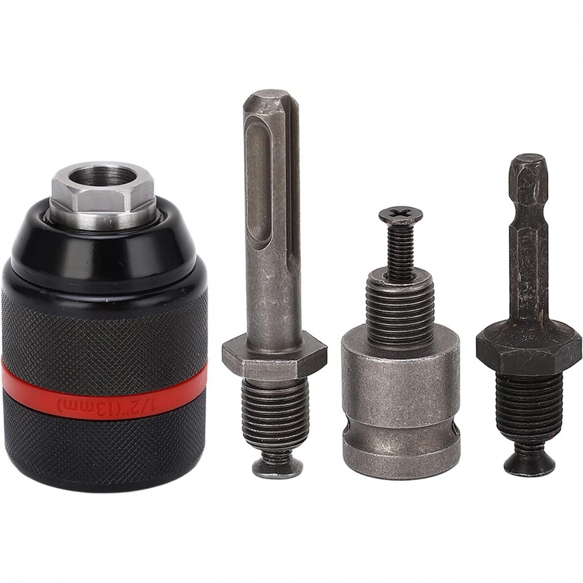 Griebtuvas gręžtuvui 1/2'' Ø2-13mm su adapteriais 4vnt. 1