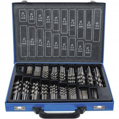 Grąžtų metalui rinkinys DIN338 170vnt. (1-10mm) Grąžtų metalui rinkinys DIN338 170vnt. (1-10mm)