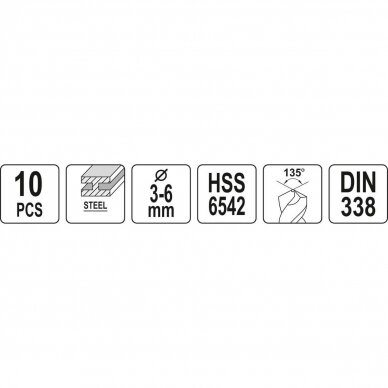 Grąžtų rinkinys HSS dvipusiai (10vnt) 3.0-6.0mm 2 Grąžtų rinkinys HSS dvipusiai (10vnt) 3.0-6.0mm 2