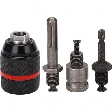 Griebtuvas gręžtuvui 1/2'' Ø2-13mm su adapteriais 4vnt. 1