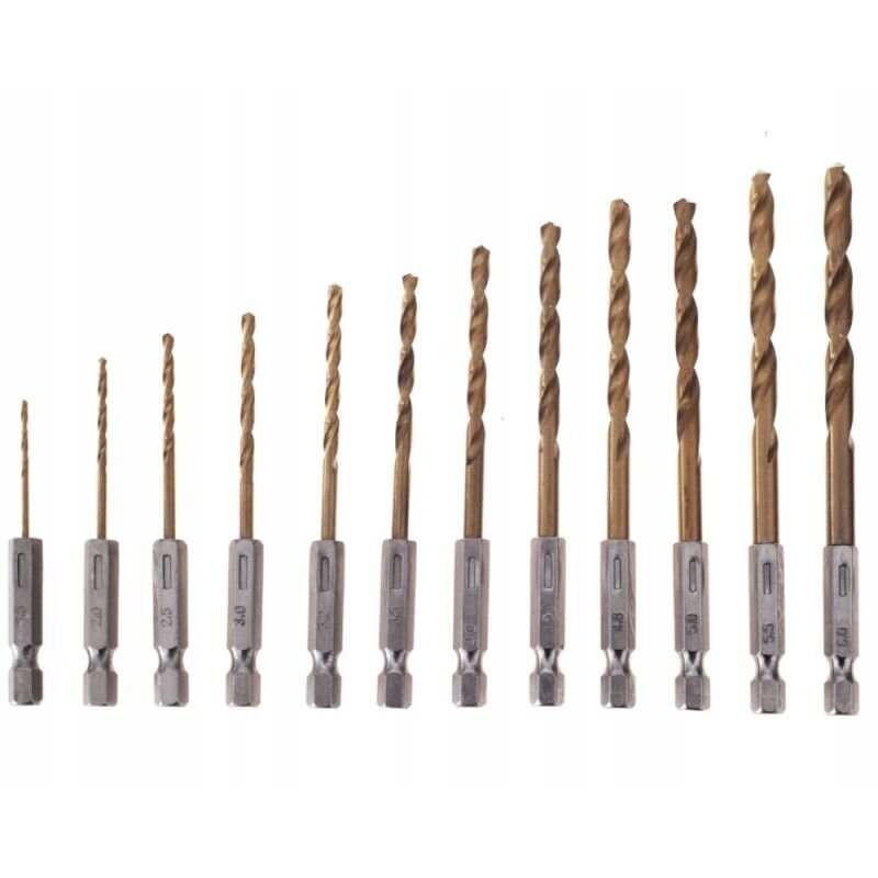 Grąžtų rinkinys HSS 1/4" (13vnt) (titano) 1.5-6.5mm Grąžtų rinkinys HSS 1/4" (13vnt) (titano) 1.5-6.5mm