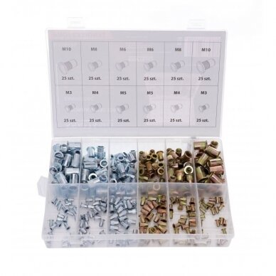 Kniedės srieginės M3-M10 (300vnt) KD10486 Kniedės srieginės M3-M10 (300vnt) KD10486