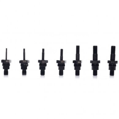 Kniediklio adapteris srieginėms kniedėms M3-M10 suktuvui/gręžtuvui 9vnt. 3 Kniediklio adapteris srieginėms kniedėms M3-M10 suktuvui/gręžtuvui 9vnt. 3