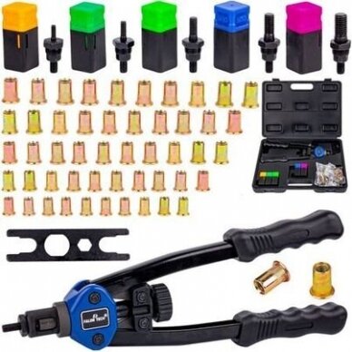 Kniediklis srieginėms kniedėms M5-M12 su 50vnt. kniedžių 1 Kniediklis srieginėms kniedėms M5-M12 su 50vnt. kniedžių 1
