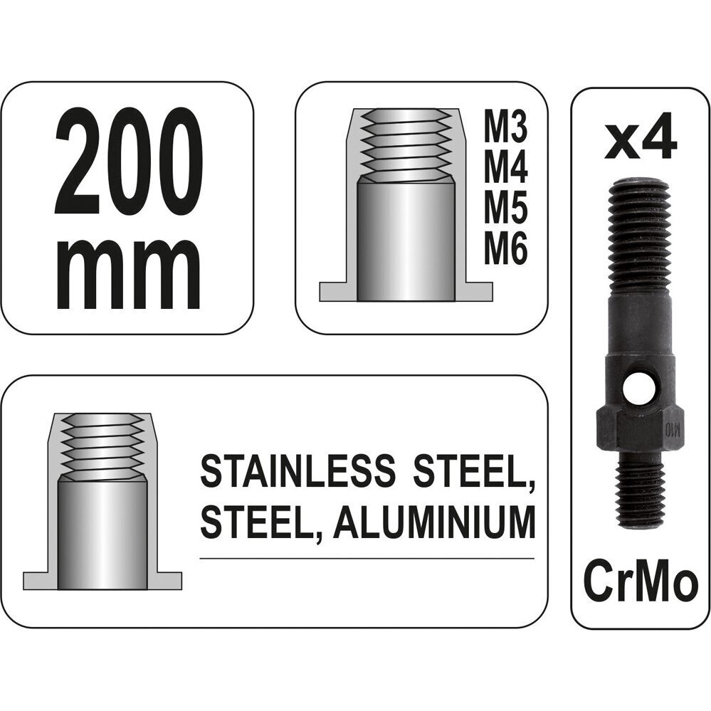 Kniediklis srieginėms kniedėms M3-M6 2 Kniediklis srieginėms kniedėms M3-M6 2