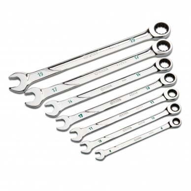 Kombinuotų raktų su terkšle rinkinys 7vnt. (8-19mm) 120XP 1