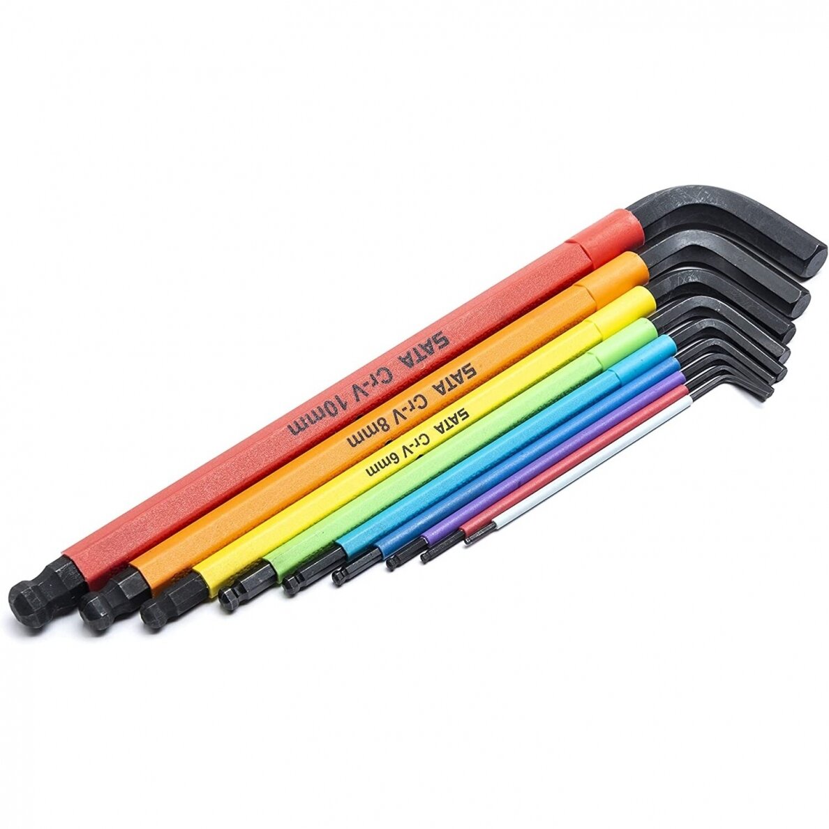 L-tipo šešiakampių prailgintų, apvalia galvute raktų rinkinys (spalvoti)(1.5-10mm) 2
