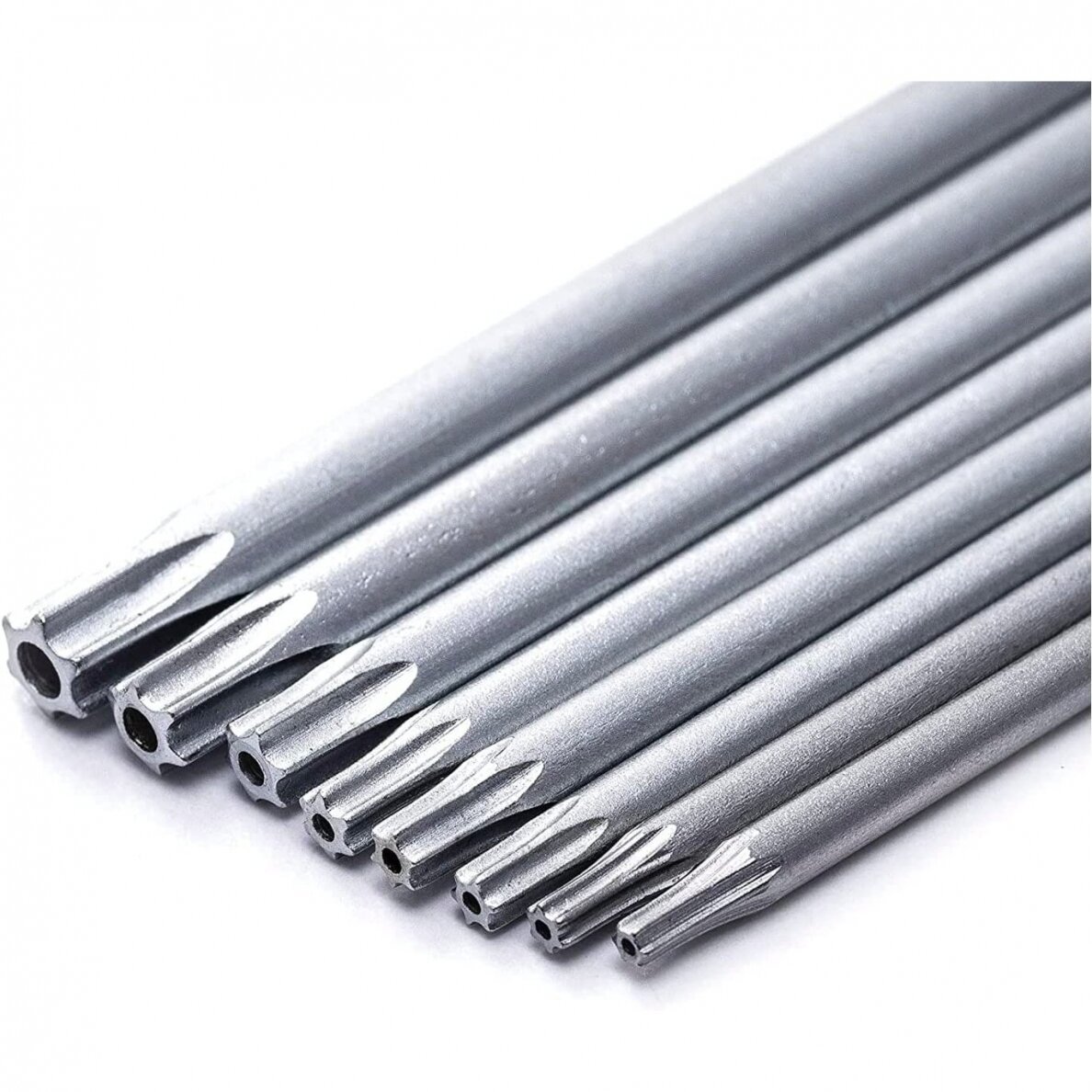 L-tipo šešiakampių TORX prailgintų raktų rinkinys 8vnt. (T6-T25) su kiauryme 4 L-tipo šešiakampių TORX prailgintų raktų rinkinys 8vnt. (T6-T25) su kiauryme 4