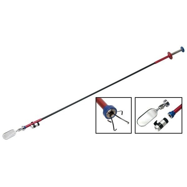 Magnetinis kotas lankstus 700mm su griebtuvu, veidrodėliu ir LED Magnetinis kotas lankstus 700mm su griebtuvu, veidrodėliu ir LED