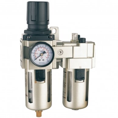 Oro srauto reguliatorius 1/2" su filtru ir tepaline Oro srauto reguliatorius 1/2" su filtru ir tepaline