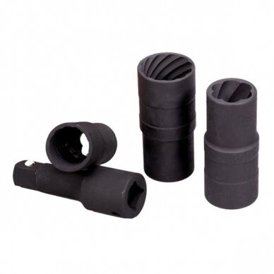 Pažeistų veržlių atsukėjų rinkinys 4vnt. 1/2" Pažeistų veržlių atsukėjų rinkinys 4vnt. 1/2"